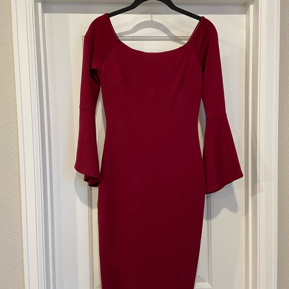 All She Wants Burgundy Off-the-Shoulder Midi Dress - Picture 4 of 7